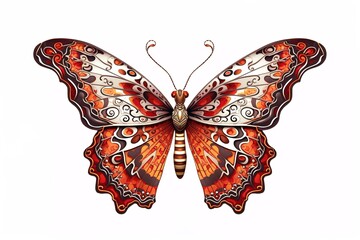 Sticker - colorful tropical butterfly isolated on white background. Generated by AI.