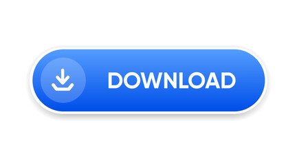 Fototapete - 3D download button icon. Upload icon. Down arrow bottom side symbol. Click here button. Save cloud icon push button for UI UX, website, mobile application.