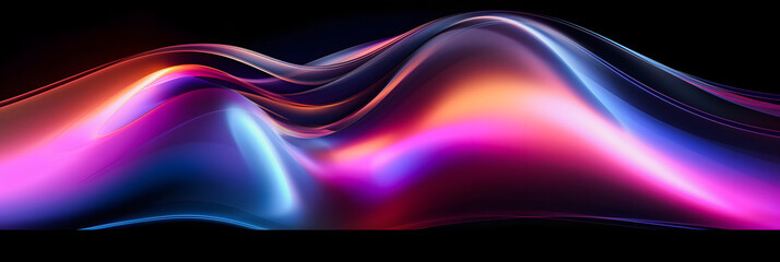 Vibrant Motion Background: Abstract 3D Render with Iridescent Curved Wave for Engaging Designs