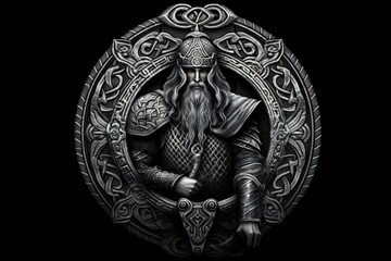 Poster - Viking art medieval style old culture background Generative AI