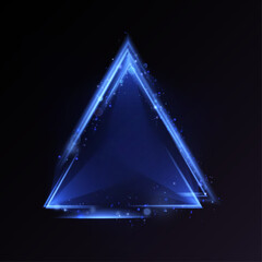 Poster - Shining bright purple triangle. Frame with light effects. Vector illustration. Place for text and product advertising
