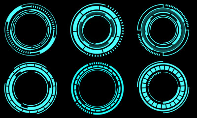 Poster - Set of sci fi circle user interface elements technology futuristic design modern creative vector