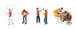 © TarikVision - 3D Isometric Flat  Set of Drunk People