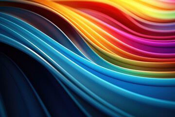 Wall Mural - Abstract colorful wires, rainbow colored wave background. Generative AI
