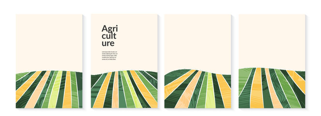 Wall Mural - abstract agriculture field or farm card background. vineyard valley collage pattern, spring countrys