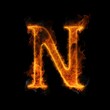 letter N with fire effect, generative ai generated