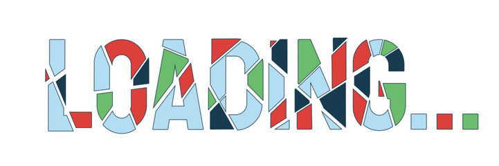 Poster - mosaic stained-glass shards loading text. shattered broken geometric shapes. web loader ui flat desi