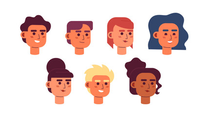 Poster - People business casual semi flat colour vector character heads set. Young entrepreneurs. Colorful avatar icons. Editable cartoon style emotions. Simple spot illustration bundle for web graphic design
