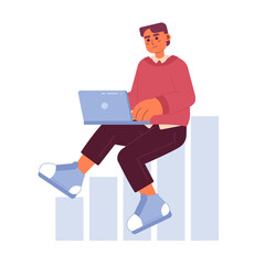 Poster - studying business statistics flat concept vector spot illustration. data analytics team employee 2d 
