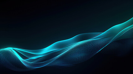 ai generated illustration beautiful abstract wave technology background with blue green light