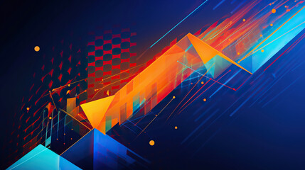 Ai generated illustration Abstract technology digital hi tech concept background blue and orange color