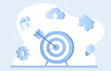 business strategy concept. design elements darts target in middle. represent thinking, planning, ana