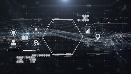 Aufkleber - Technology business global network marketing connection. Financial icon cyber innovative graphic illustration background.