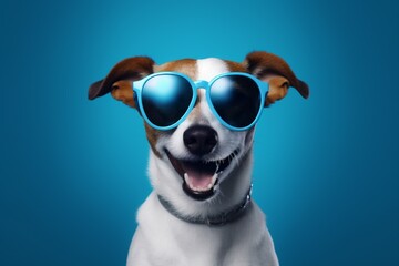 Wall Mural - cute dog sunglasses smile humor portrait funny pet isolated background animal. Generative AI.