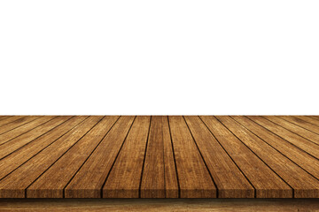 Wall Mural - Empty top wood table isolated on white background used for display or montage your products