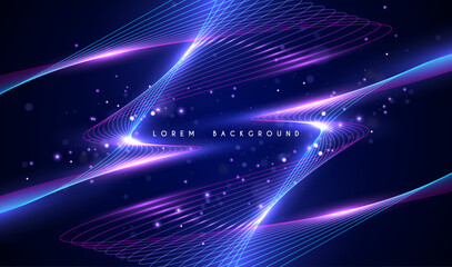 Wall Mural - abstract neon lines background with sparks