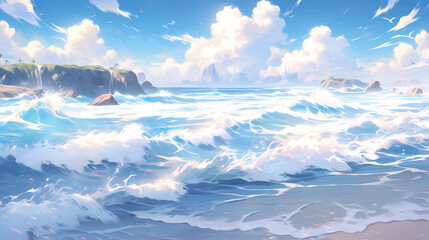 Wall Mural - beautiful ocean landscape illustration
