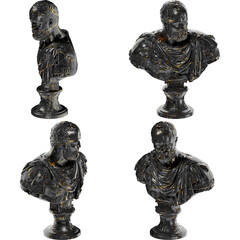 Cosimo I de Medici Black glossy marble and gold statue. Perfect for graphic design, social media.