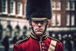 Portrait of a soldier of the British Royal Guard serving. Generative AI