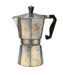 Italian coffee maker.  Moka pot, espresso machine. Watercolor illustration.