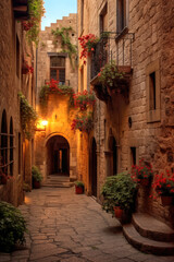  Captivating allure of a medieval town in Merengue, Spain. Generative AI