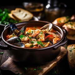 A rustic and flavorful seafood stew Cioppino.