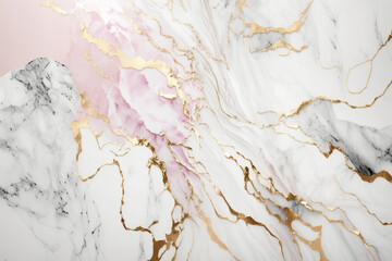 Wall Mural - White and pink marble textured background. Abstract design, 4k wallpaper. AI 