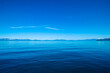 On the water in Lake Tahoe on the Nevada side looking out towards the West, California Shore of Lake Tahoe from the East Shore