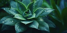 AI Generated. AI Generative. Green Tropic Exotic Plant Flower Leaf Succulent With Water Rain Drop Illustration Photo. Graphic Art