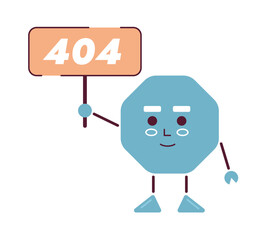 Poster - Octagon holding 404 sign vector empty state illustration. Editable not found for UX, UI design. Octangle nut little guy isolated flat cartoon character on white. Error flash message for website, app