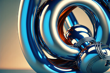 Aufkleber - Abstract chrome pipes composition. Industry themed background with shiny metallic connected pipes. Generated AI.