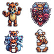 Nights at Freddy's game stickers. Generative Ai