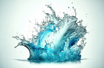 Poster - Water splash with beautiful drops flying away. Liquid motion background. Generated AI.