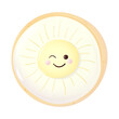 Cute cookie with a winking sun on a white background
