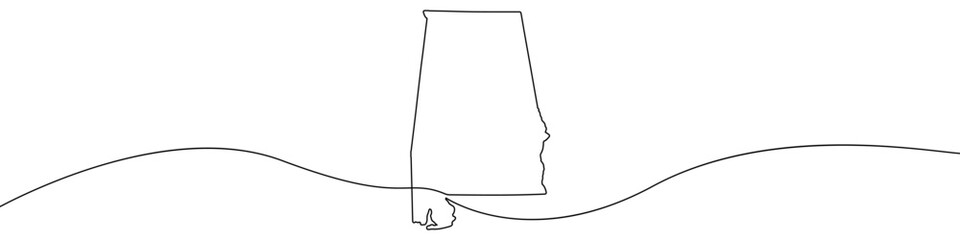 Poster - map of the state of alabama icon line continuous drawing vector. one line map of the state of alabam