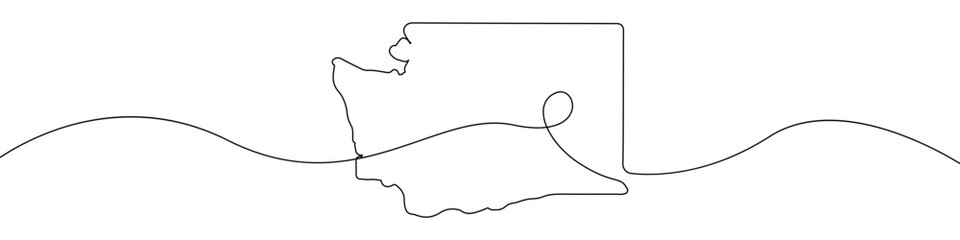 Poster - washington state map icon line continuous drawing vector. one line washington state map icon vector 