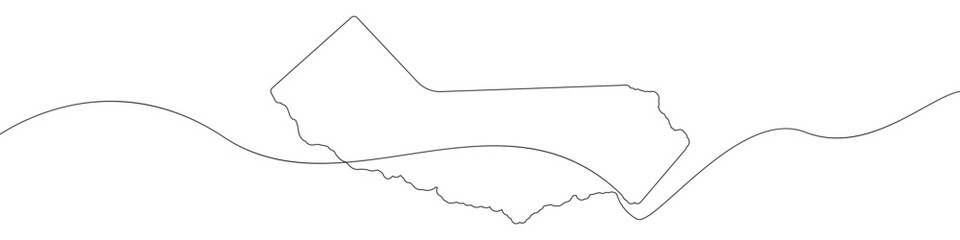 Poster - Map of the state of California icon line continuous drawing vector. One line Map of the state of California icon vector background. Map of the state of California icon. Continuous outline of a Map of 
