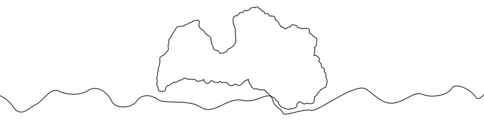 Poster - Map of Latvia icon line continuous drawing vector. One line Map of Latvia icon vector background. Map of Latvia icon. Continuous outline of a Map of Latvia icon.