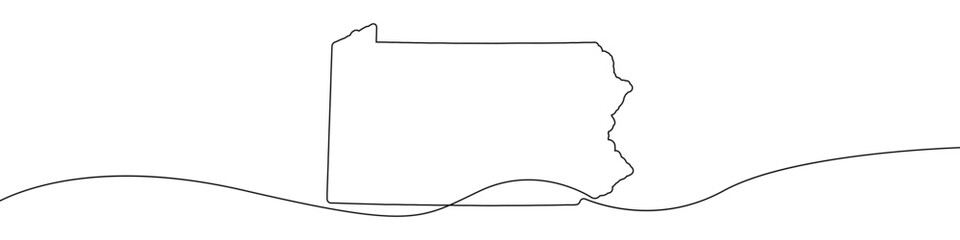 Poster - Map of the state of Pennsylvania icon line continuous drawing vector. One line Map of the state of Pennsylvania icon vector background. Map of the state of Pennsylvania icon. 