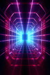 Neon-Tunnel Futuristischer Cyberspace Hintergrund  – erstellt mit KI	