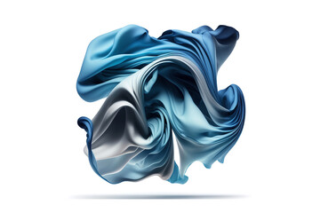 Poster - blue silk on a white background. Generated by AI