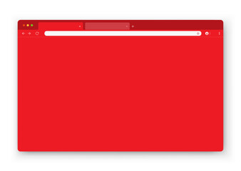 Fototapete - The design of the web browser window in red on a white background. An empty layout of the website's computer screen with a search bar and buttons. Vector EPS 10.
