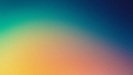 Wall Mural - Teal orange yellow blue dark grainy color gradient background retro noise texture effect web banner header backdrop design
