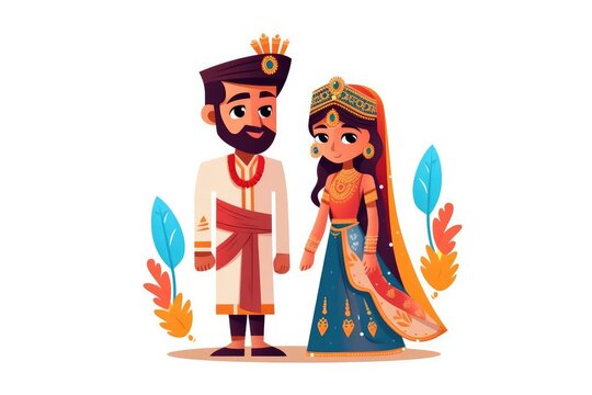 Capturing the essence of an Indian wedding through an illustration of the couple