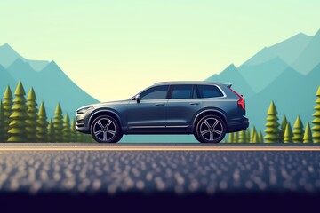 suv on a road illustration