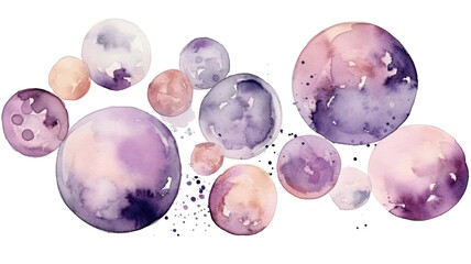 Wall Mural - horde of lilac and beige abstract watercolor swashes isolated on a transparent background