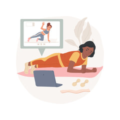 workout isolated cartoon vector illustration. young healthy teen girl in sportswear doing plank, wat