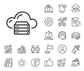 Poster - internet data storage sign. salaryman, gender equality and alert bell outline icons. cloud computing
