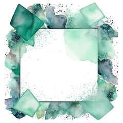 Green watercolor frame. Illustration AI Generative.