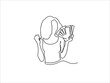 © Mansoor - Continuous one-line drawing of Woman holding money and notes